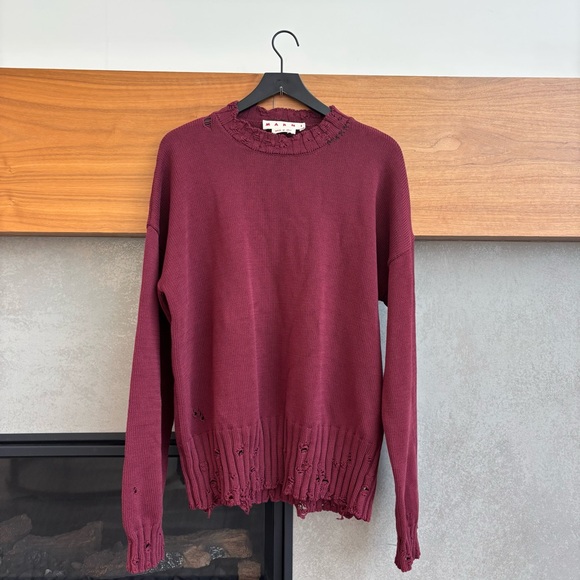 NWOT Marni Men’s Distressed Sweater, Size IT 50/ US L - Picture 6 of 16